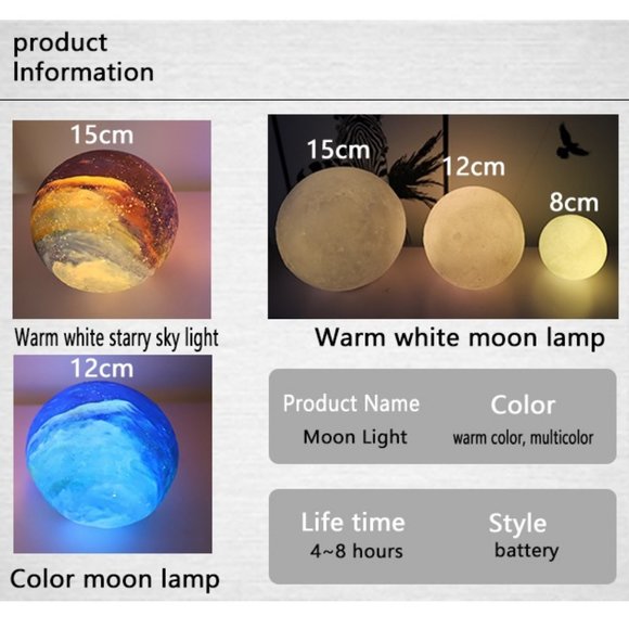Multicolor Home Decoration customised table lamps touch mood lights moon lamp - Picture 11 of 14